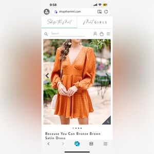 Burnt orange polka dot dress satin